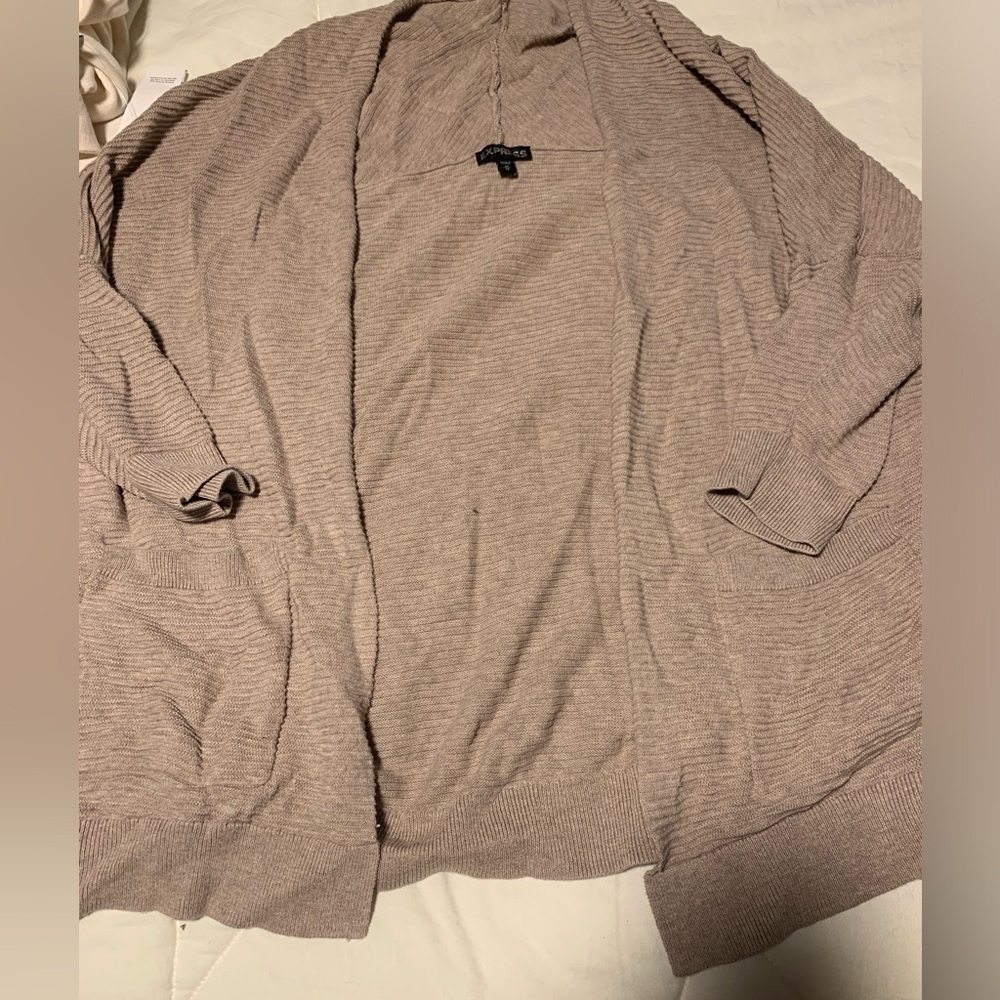 Express Tan M Cocoon Open Cardigan